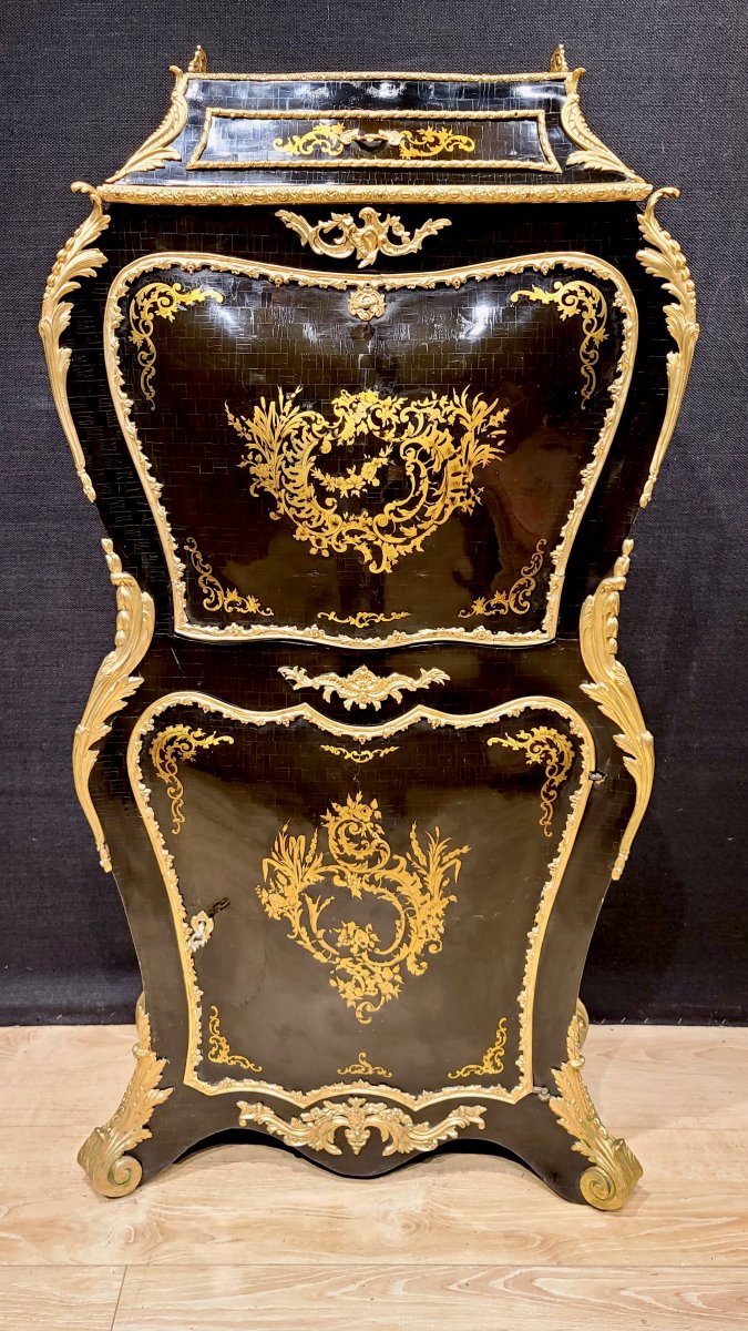 Secrétaire De Forme Mouvementée, Alphonse Giroux, Époque Napoléon III. (126cm X 63cm).-photo-2