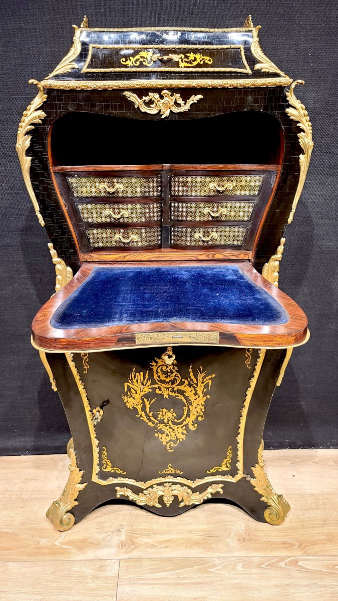 Secrétaire De Forme Mouvementée, Alphonse Giroux, Époque Napoléon III. (126cm X 63cm).-photo-3