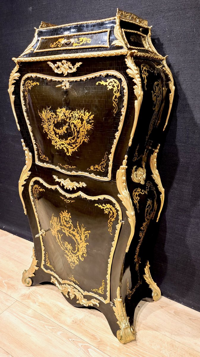 Secrétaire De Forme Mouvementée, Alphonse Giroux, Époque Napoléon III. (126cm X 63cm).-photo-3