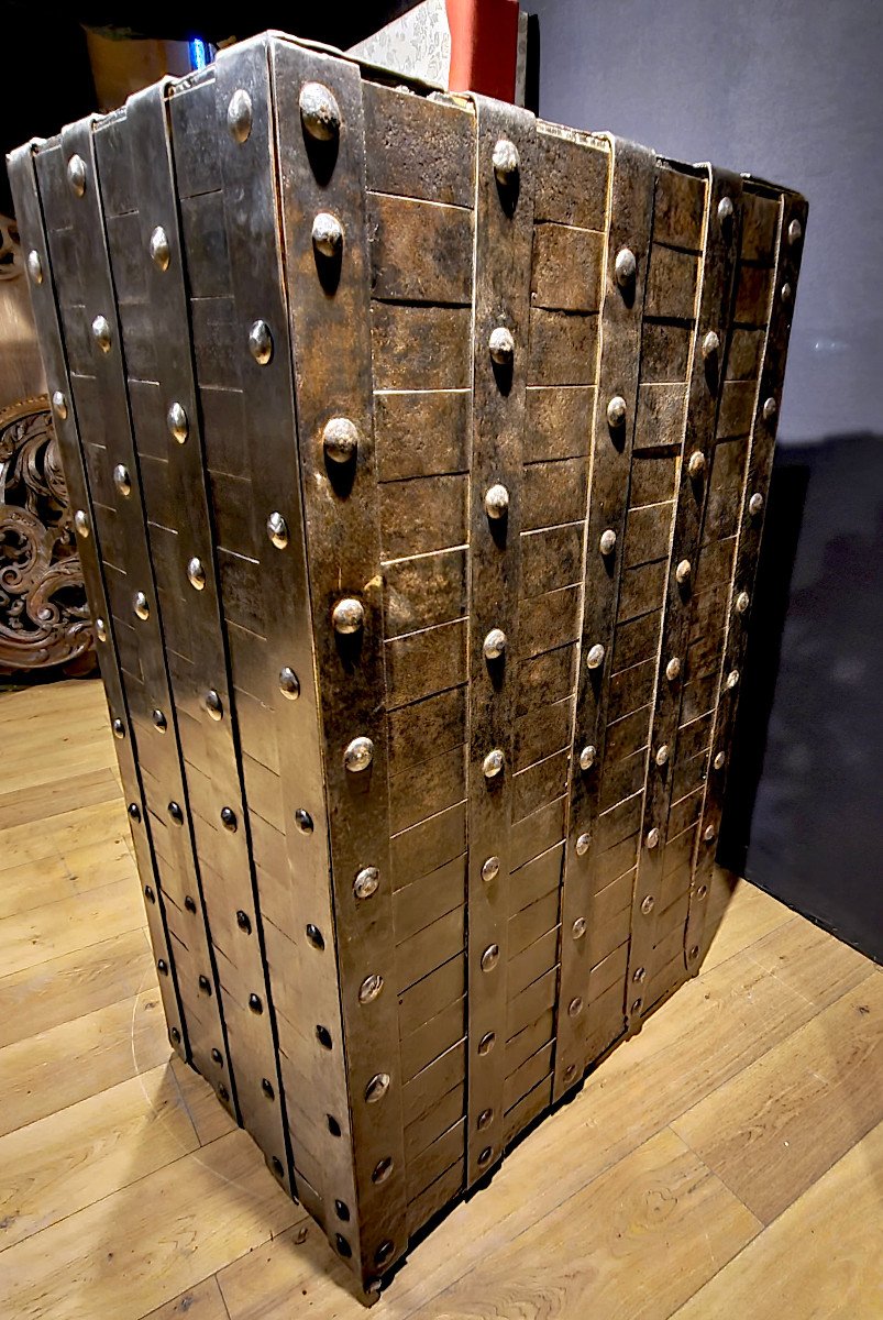 Nineteenth Metal Studded Safe, Dated 1837. (137cm)-photo-2