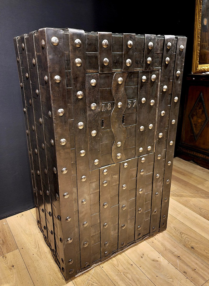 Nineteenth Metal Studded Safe, Dated 1837. (137cm)