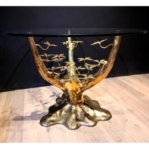Gilt Bronze Dining Table "bonsai", Willy Daro, 20th Century. (120cm X 78cm)