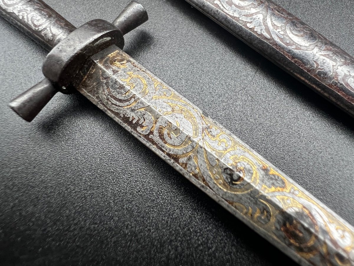 French Decorative Knife Engraved With Gold-photo-4