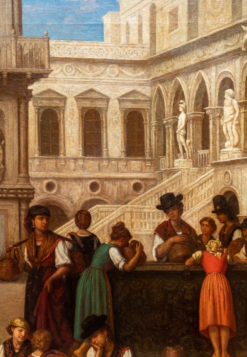 The Courtyard Of The Doge's Palace. Hippolyte Plantet 1829-1882-photo-5
