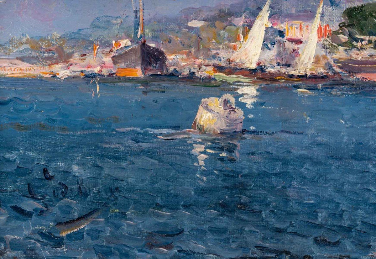 Emile Godchaux (1878-1958). The Port Of Martigue.-photo-3