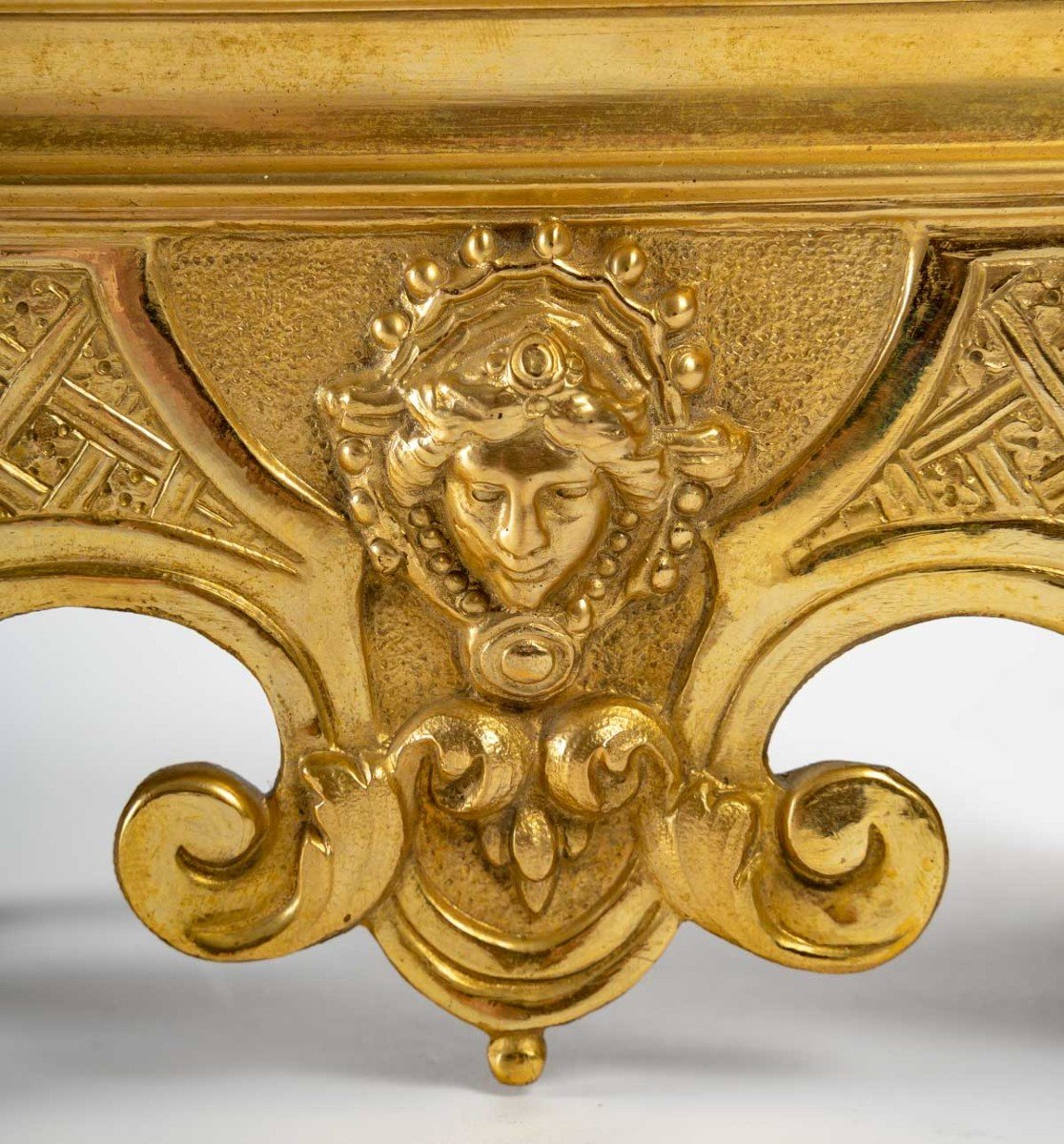 Paire De Chenets en bronze doré, Style Régence. XIXème -photo-2