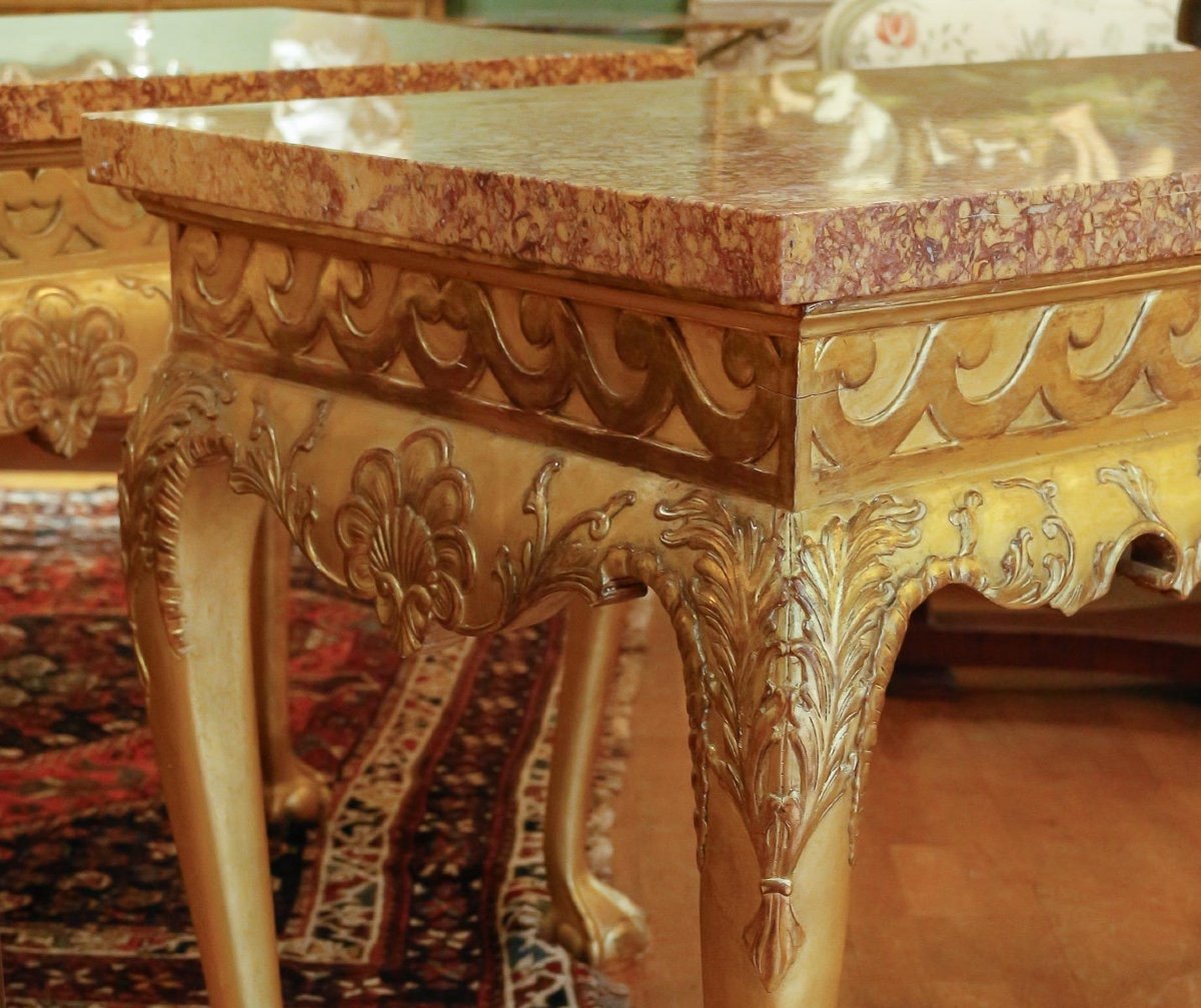 Paire De grandes Consoles De Style Thomas Chippendale. -photo-4