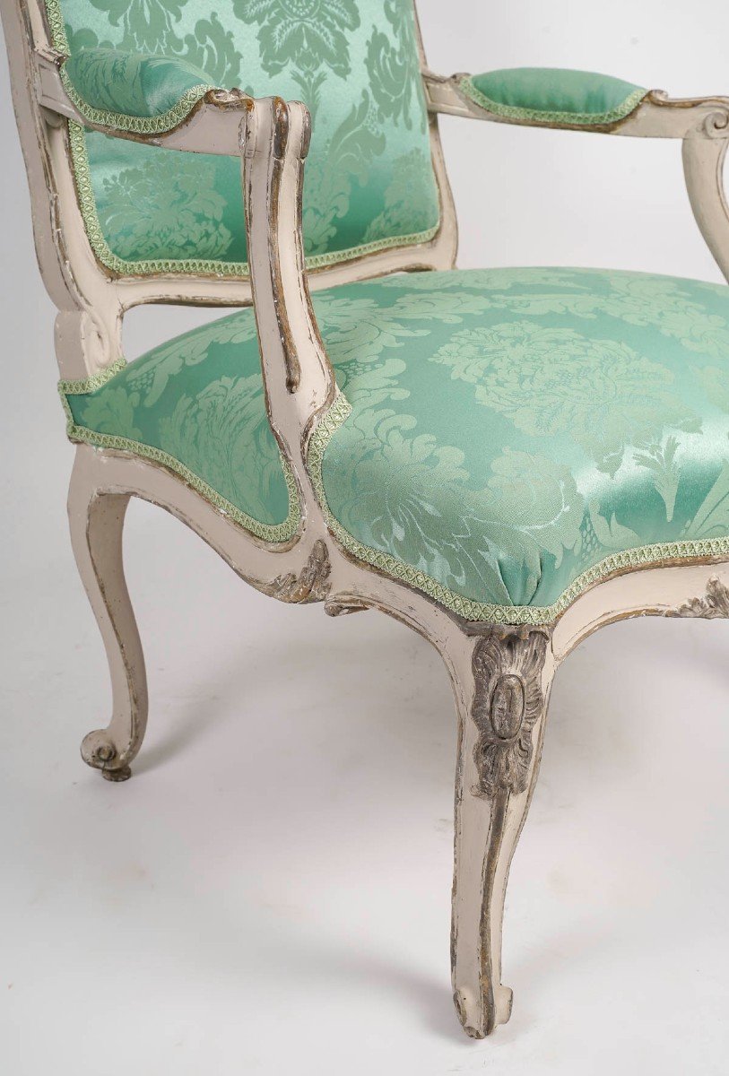 Pair Of Armchairs To Queen Louis XV. 18th Century.-photo-2