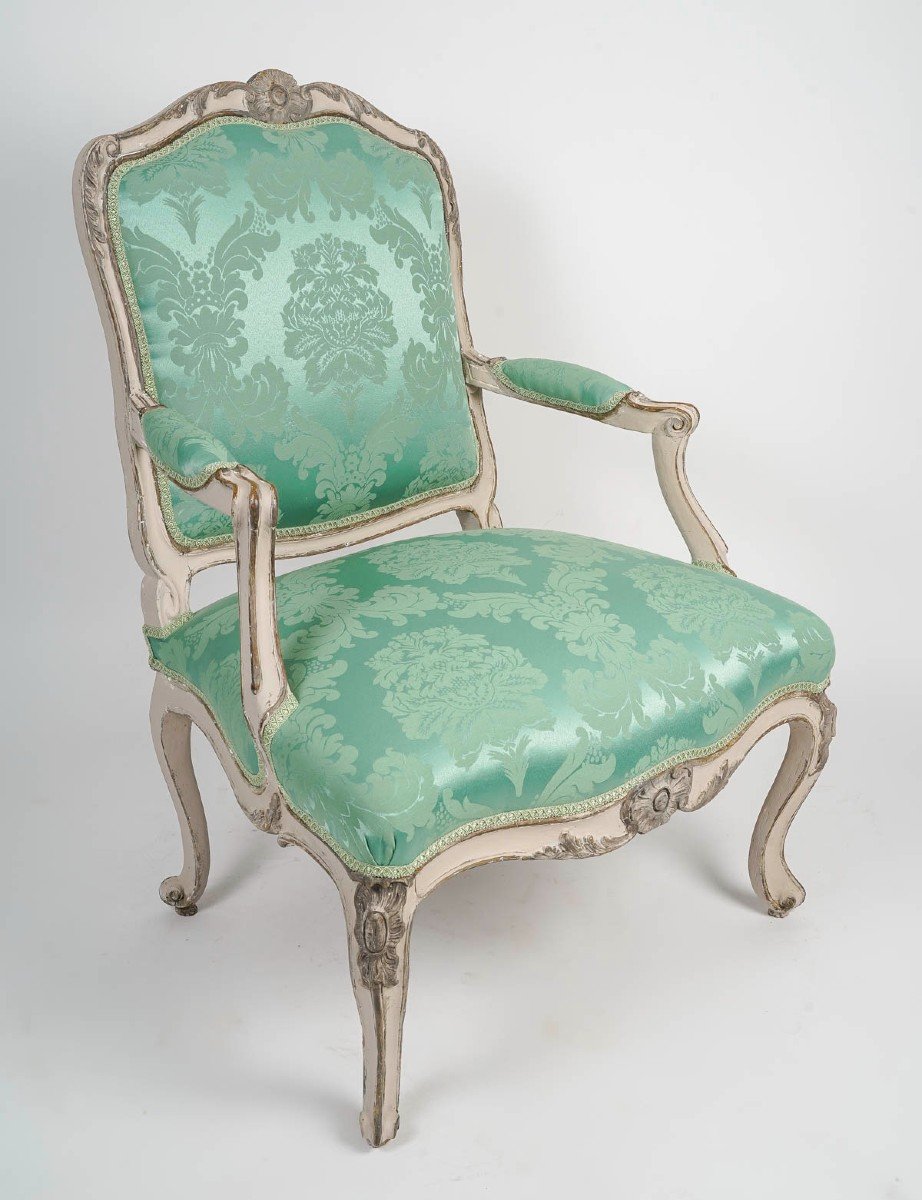 Pair Of Armchairs To Queen Louis XV. 18th Century.-photo-3