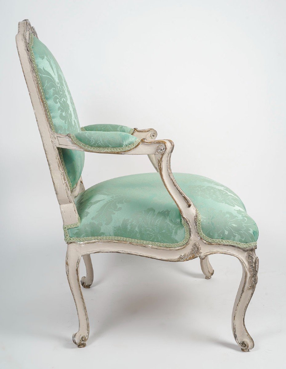 Pair Of Armchairs To Queen Louis XV. 18th Century.-photo-3