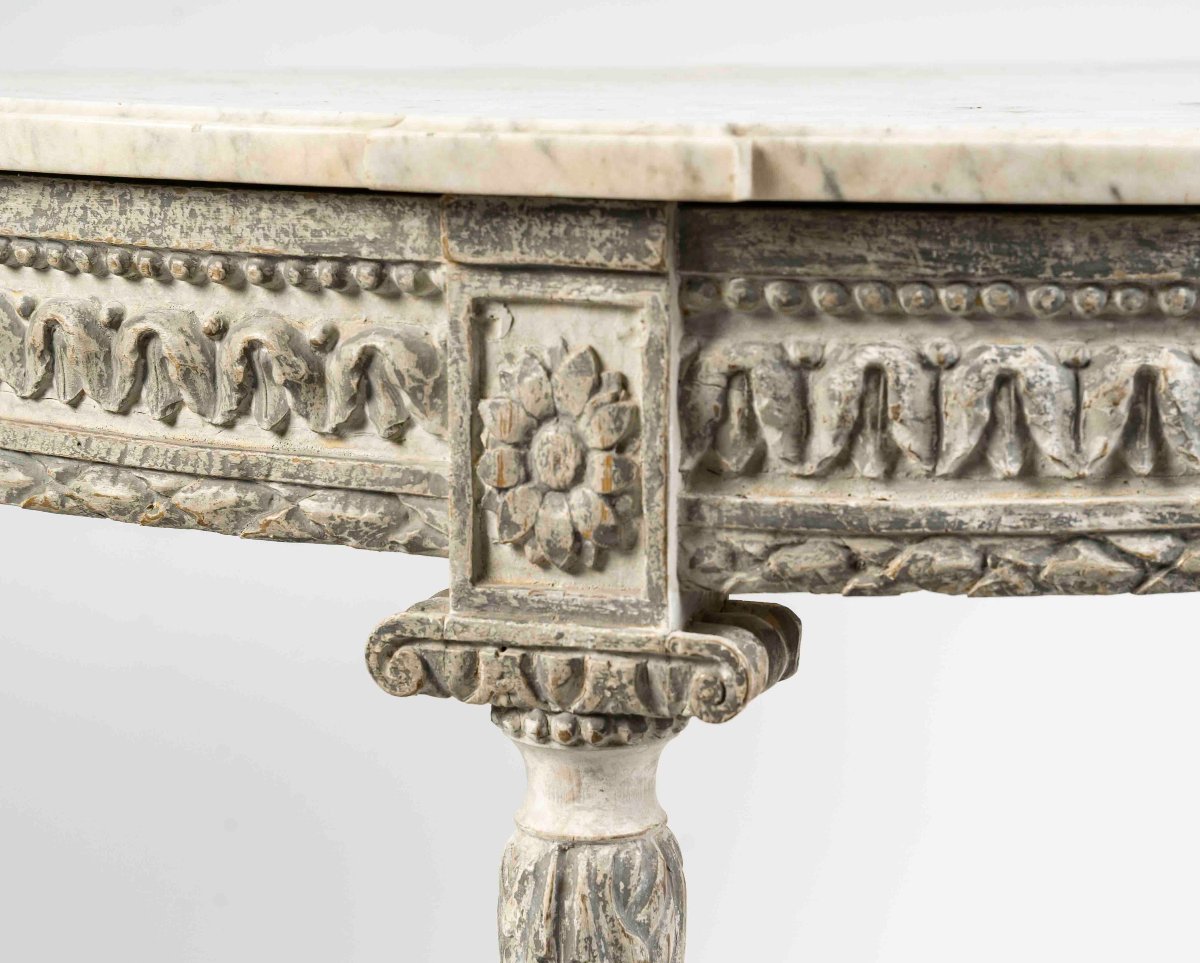 Table Console Louis XVI à Patine Grise-photo-1