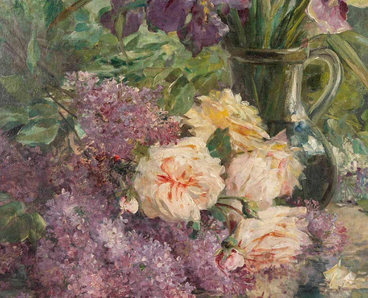 Furcy De Lavault (1847-1915) Les Iris Et Le Lilas-photo-3