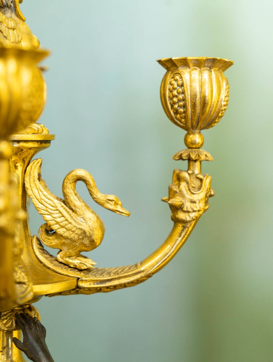 De style Empire en bronze doré, paire de candélabres, circa 1890-photo-2