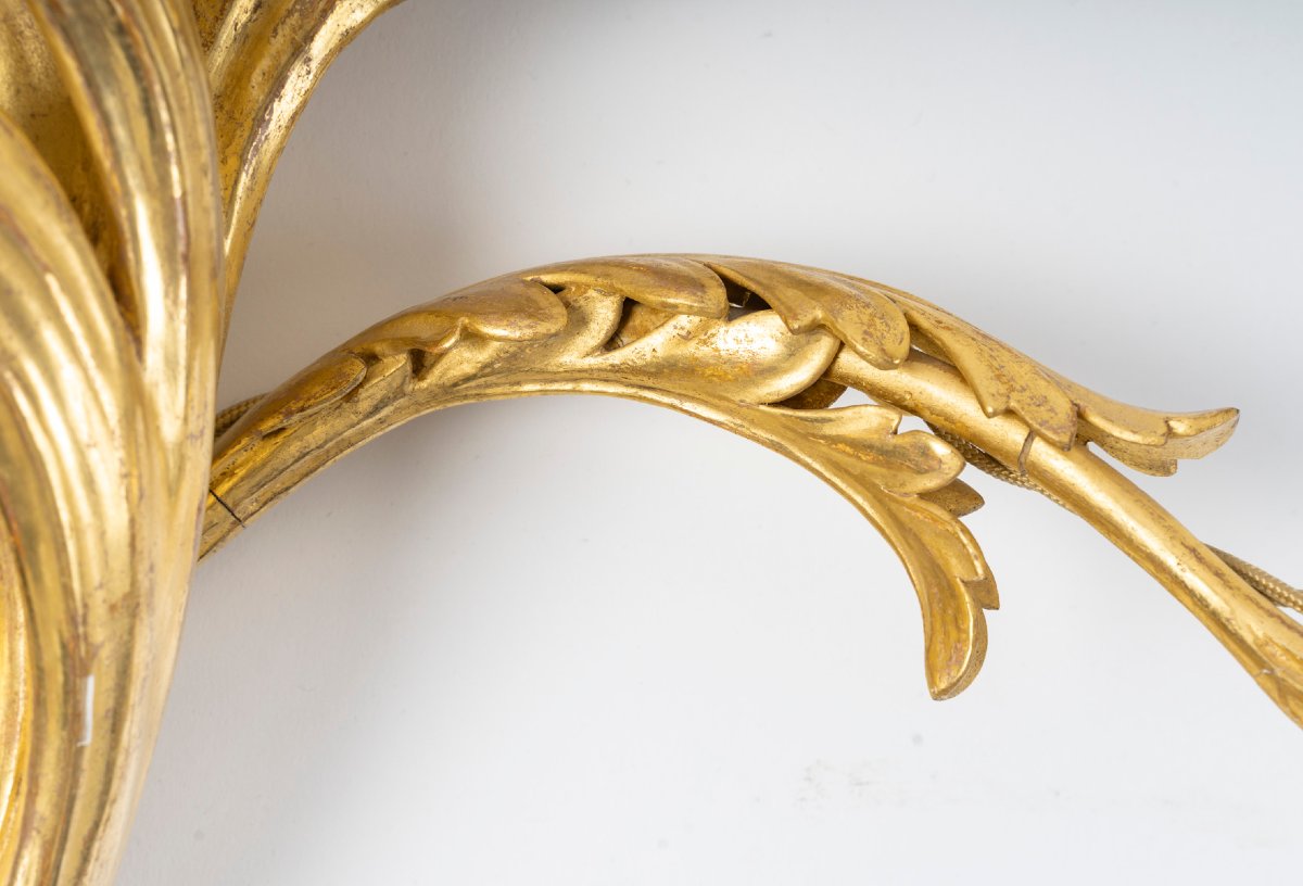 2 Pairs Of Carved And Gilded Wood Sconces, Circa 1890-photo-1