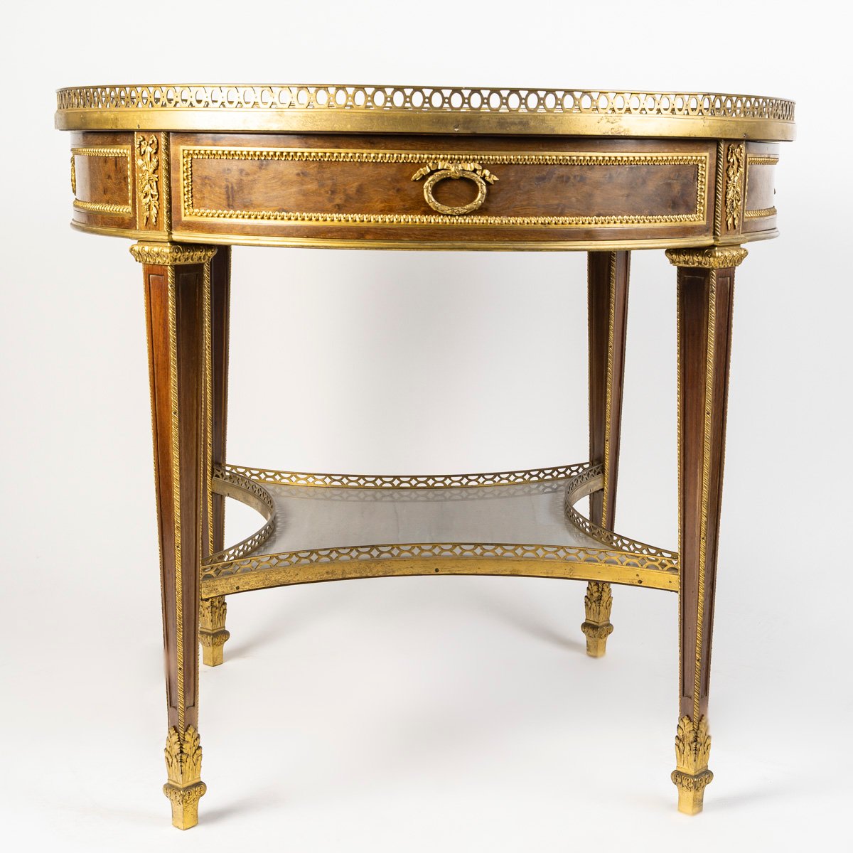  Stamped By Gervais Durand 1839-1911, Louis XVI Style Pedestal Table, 19th Century-photo-4