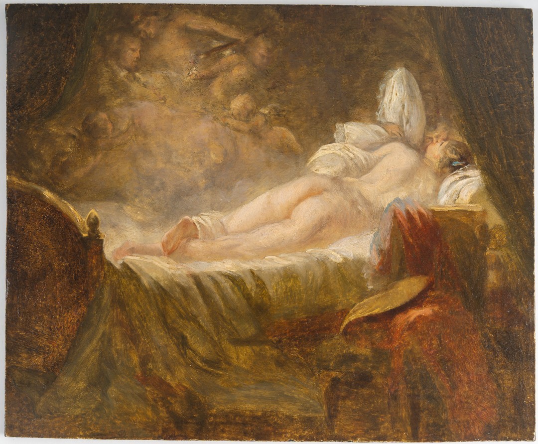 Ecole Française vers 1770 Jeune femme endormie