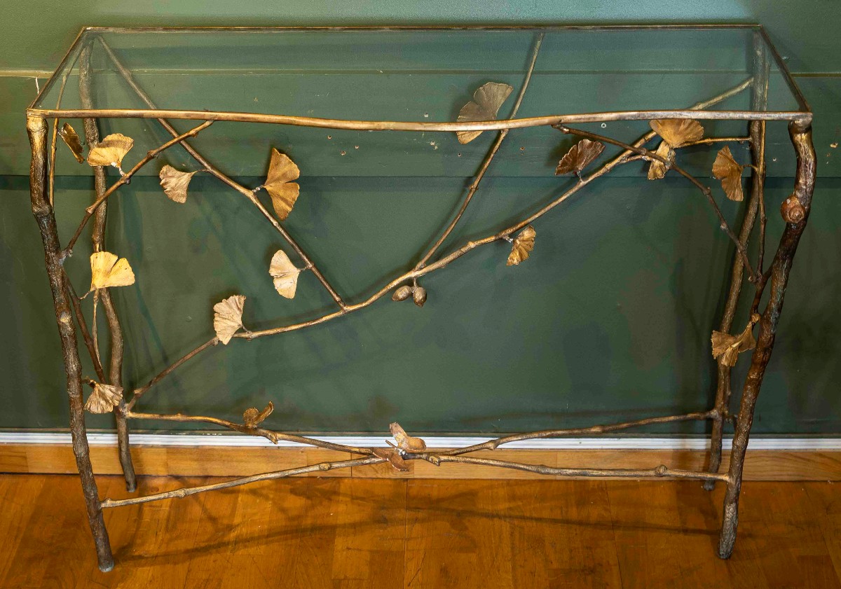 Ilinca Nicodim Born In 1965. Console With Gingko Leaves And Butterflies-photo-5