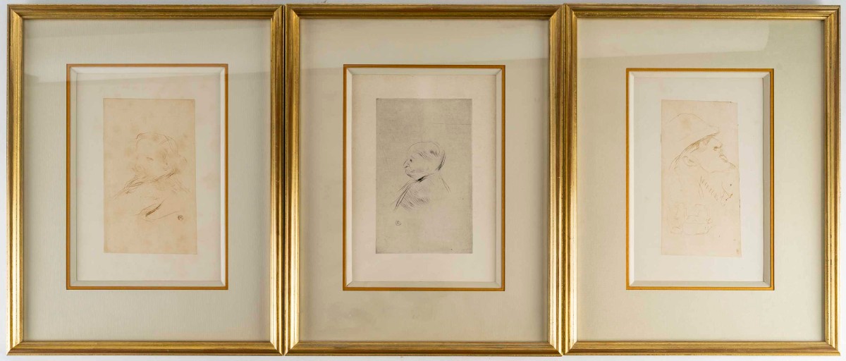  Henri de TOULOUSE LAUTREC  (1864-1901) 3 gravures à la pointe sèche