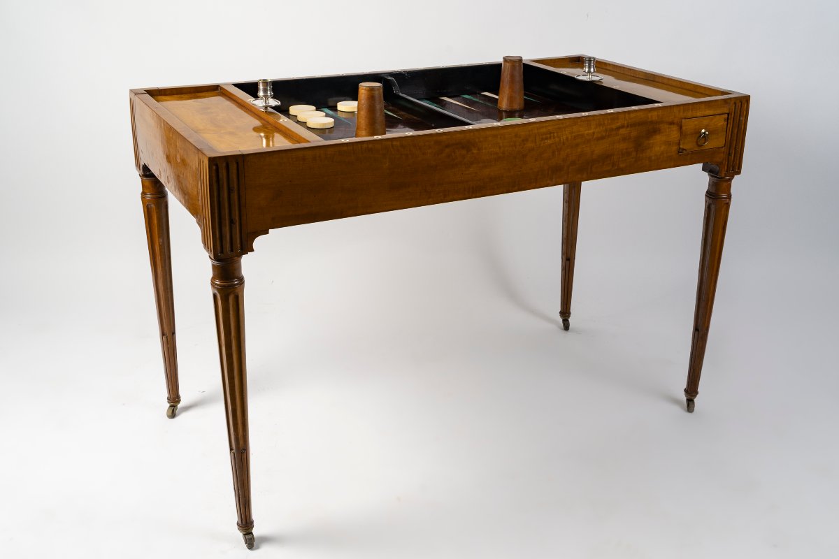 Table à jeux ou TRIC-TRAC LOUIS XVI fin du 18ème siècle-photo-3