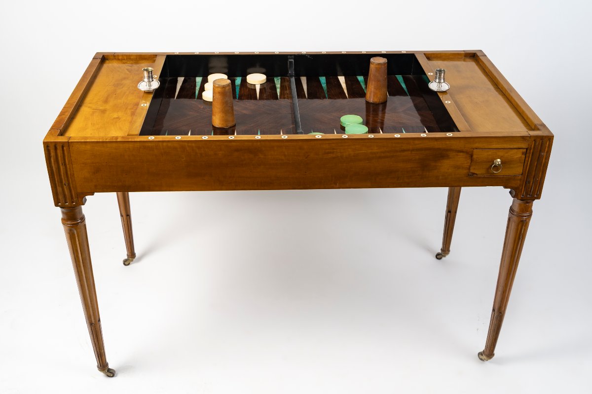 Table à jeux ou TRIC-TRAC LOUIS XVI fin du 18ème siècle-photo-3