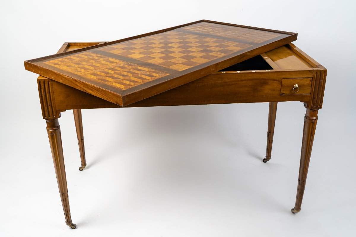 Table à jeux ou TRIC-TRAC LOUIS XVI fin du 18ème siècle-photo-5