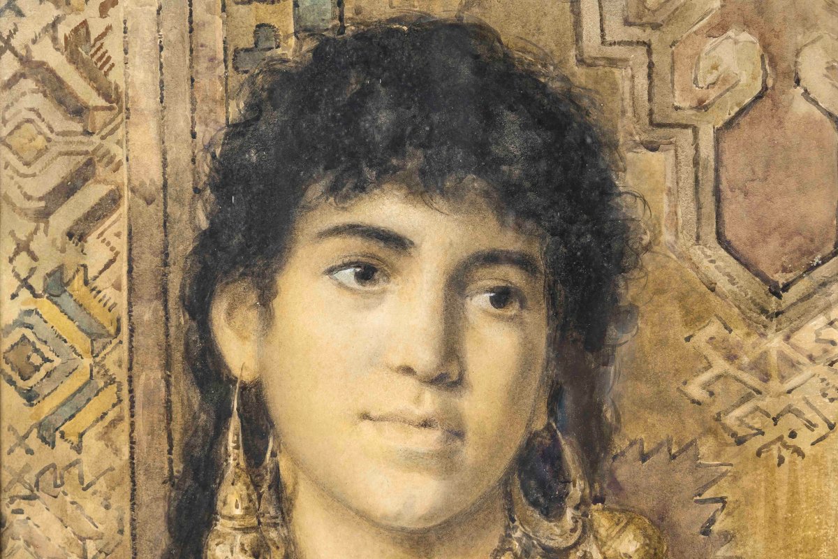 A. COMPTE XIXème siècle Portrait d’une jeune orientale-photo-3