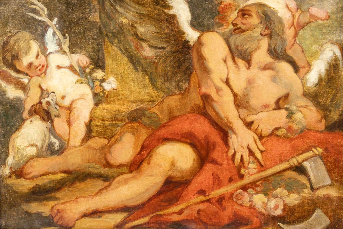 Venetian School 18 Century Allegory Of Time-photo-2