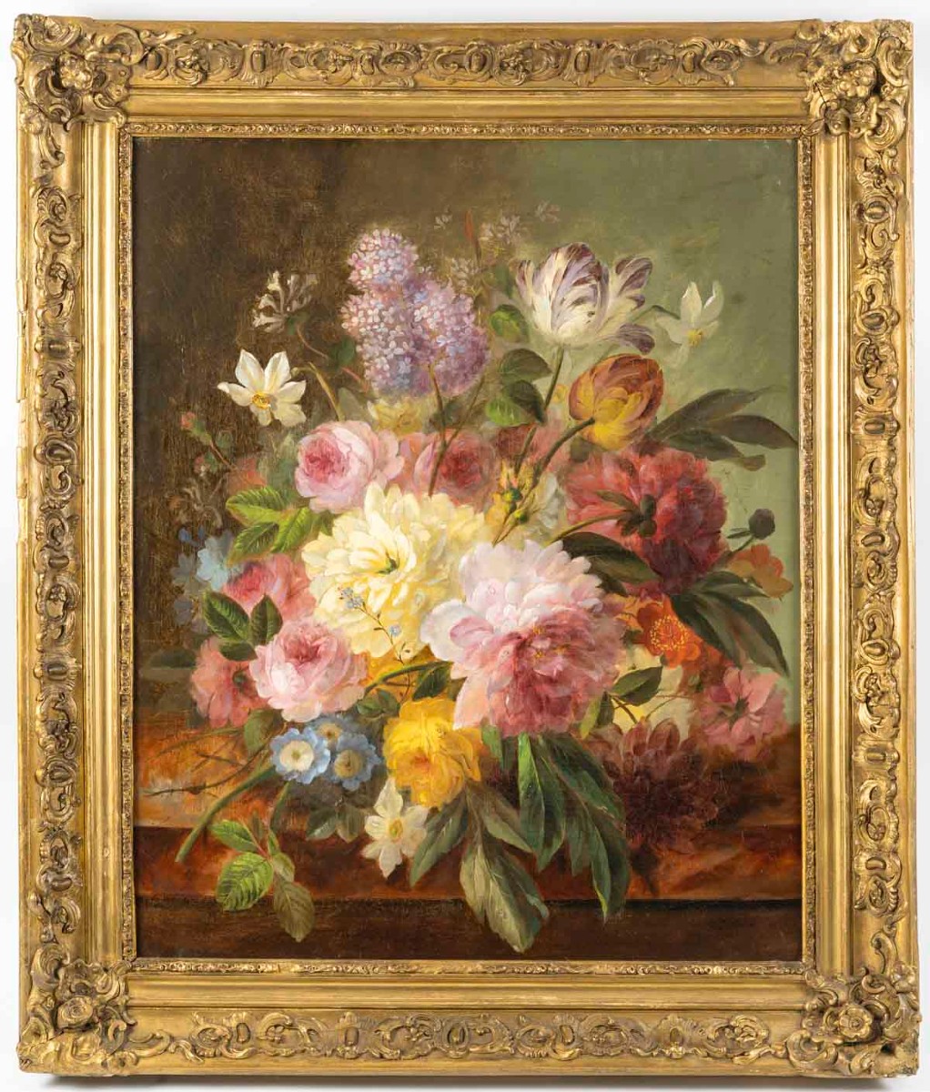 Edouard Diart 1840-1890 Still Life With Flowers