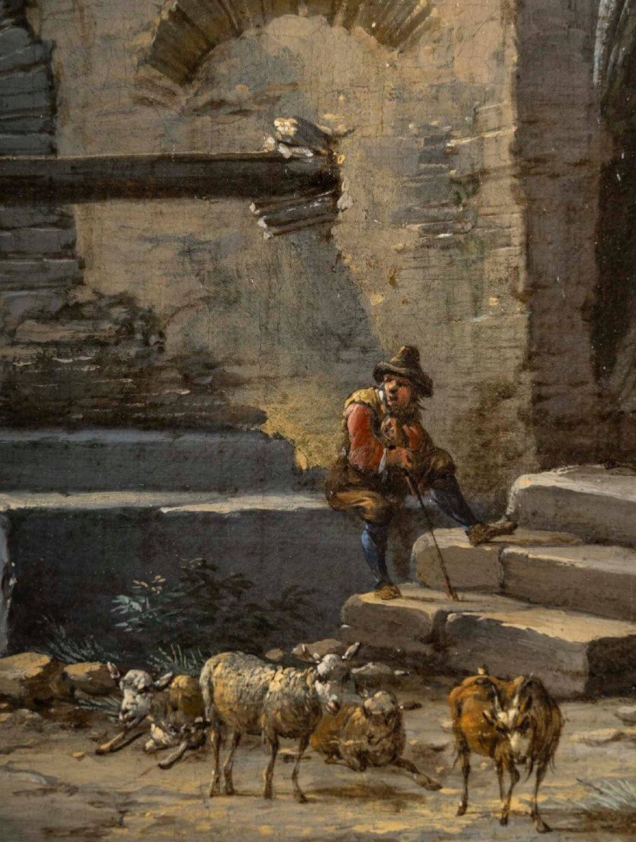 Jacques- Nicolas JULLIARD (1715-1790) Attribué à. " La cabane perchée"-photo-3