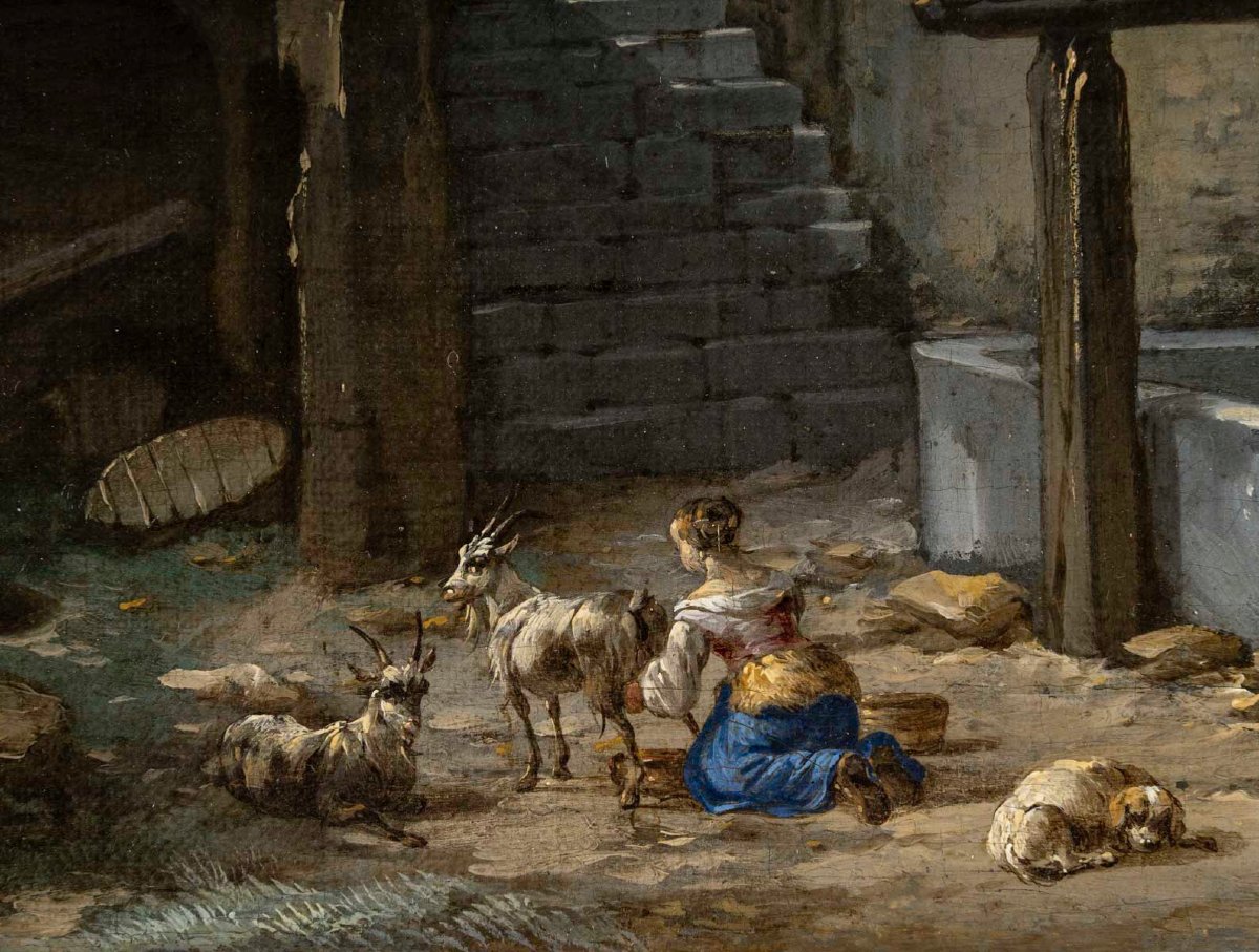 Jacques- Nicolas JULLIARD (1715-1790) Attribué à. " La cabane perchée"-photo-4