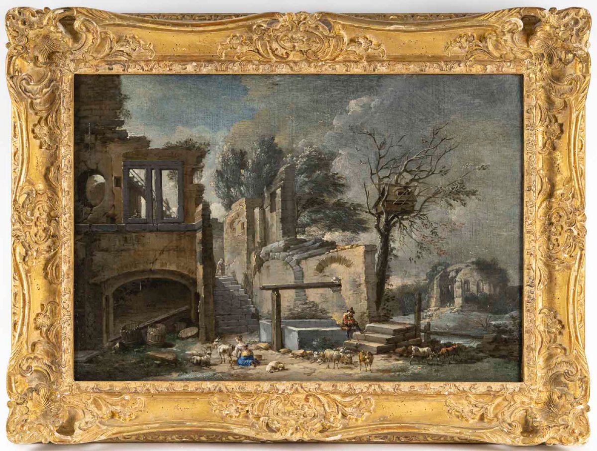 Jacques- Nicolas JULLIARD (1715-1790) Attribué à. " La cabane perchée"-photo-1