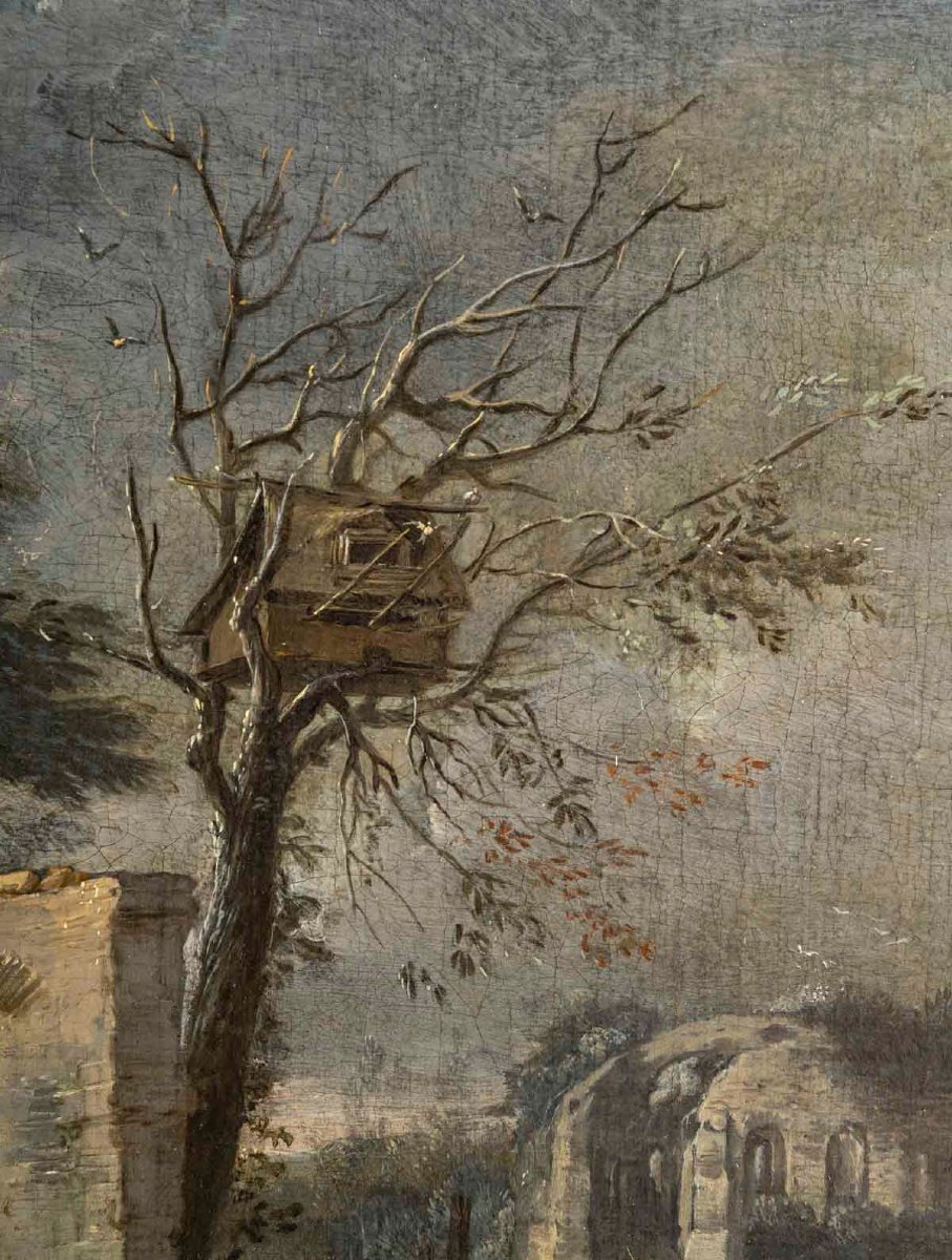 Jacques- Nicolas JULLIARD (1715-1790) Attribué à. " La cabane perchée"-photo-2