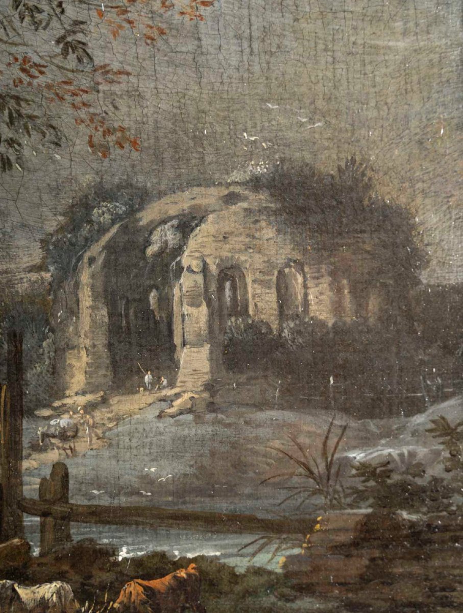 Jacques- Nicolas JULLIARD (1715-1790) Attribué à. " La cabane perchée"-photo-3