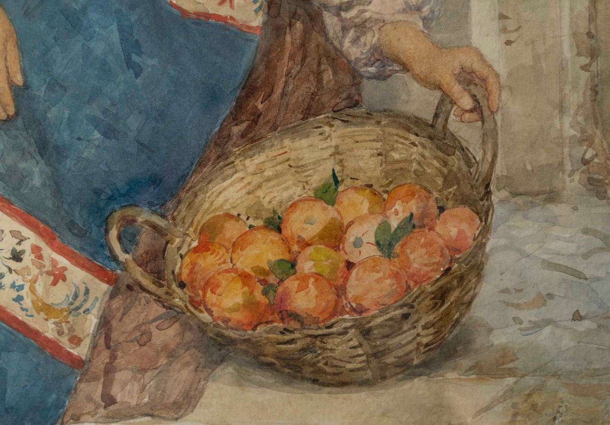 Clelia BOMPIANI BATTAGLIA (1847-1927) Le panier d'oranges-photo-3