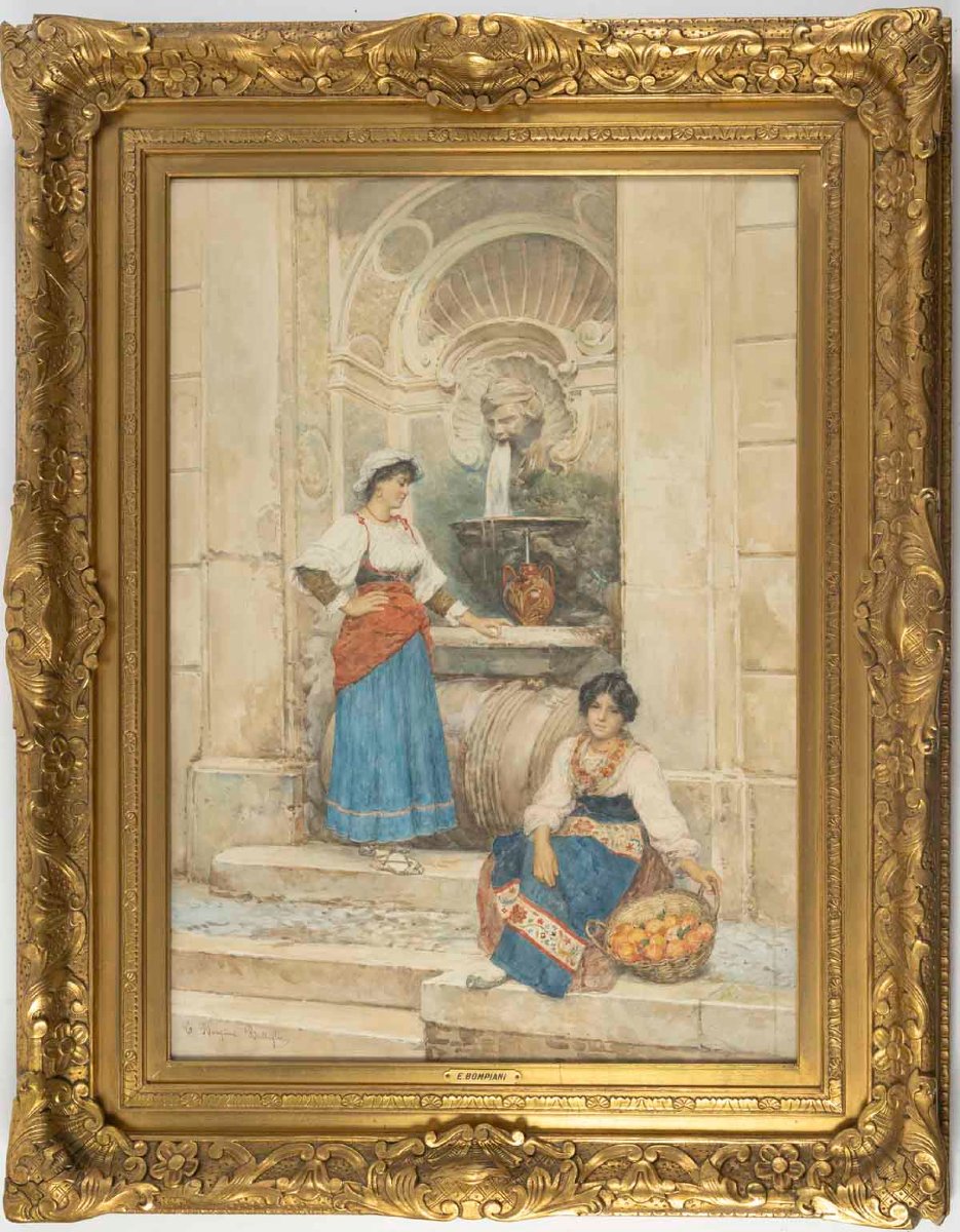 Clelia BOMPIANI BATTAGLIA (1847-1927) Le panier d'oranges-photo-1