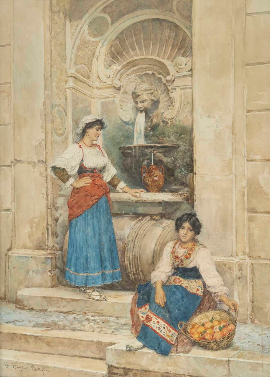 Clelia BOMPIANI BATTAGLIA (1847-1927) Le panier d'oranges-photo-2