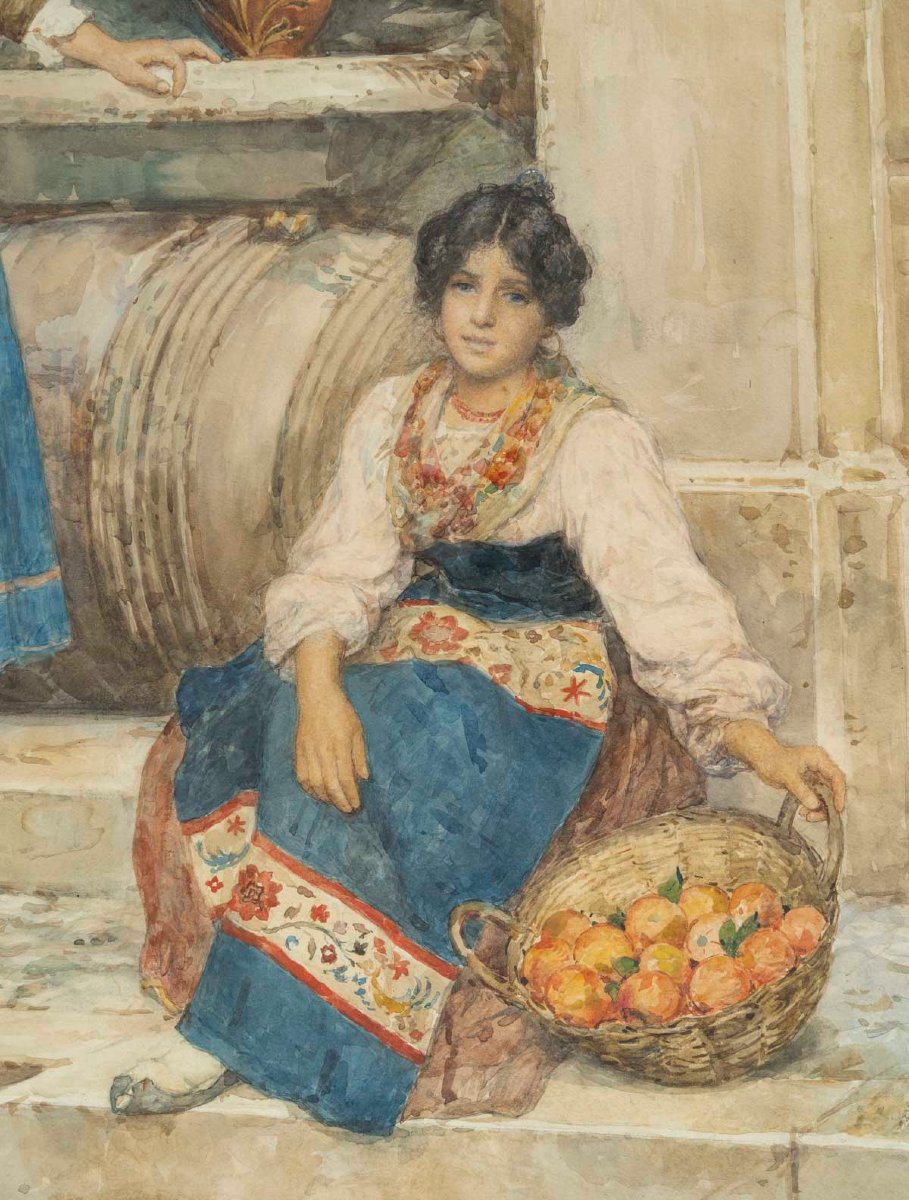 Clelia BOMPIANI BATTAGLIA (1847-1927) Le panier d'oranges-photo-5