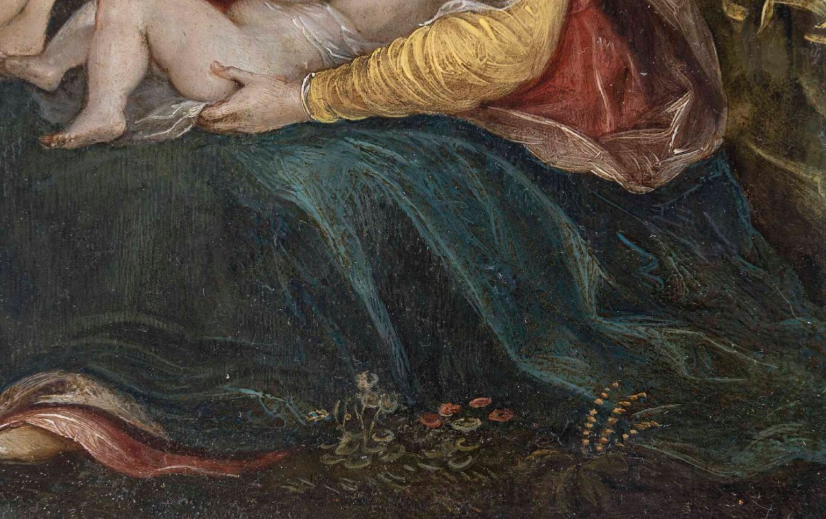 Ecole Flamande du XVIIème siècle Vierge à l'enfant, Saint-Anne et Jean-Baptiste enfant-photo-4