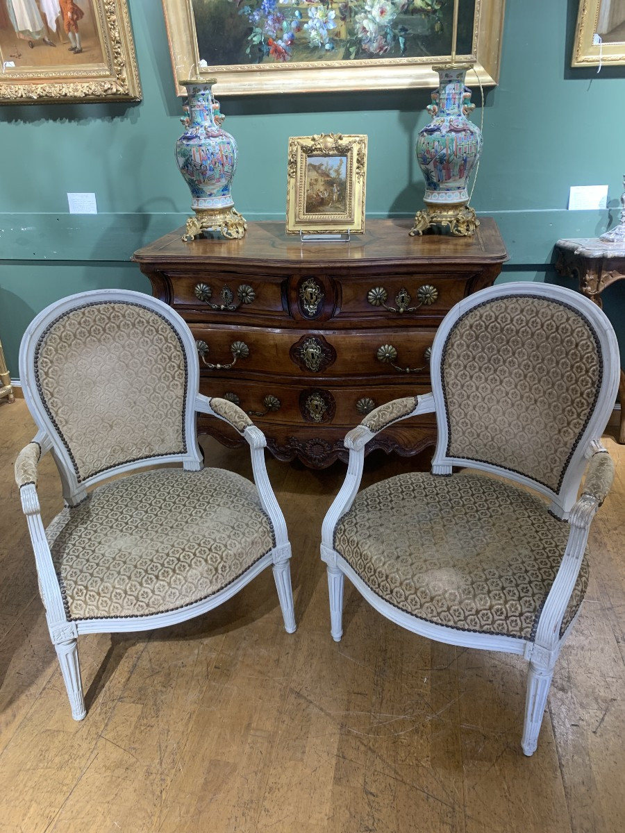 Paire de fauteuils d'époque Louis XVI, 18ème siècle-photo-5