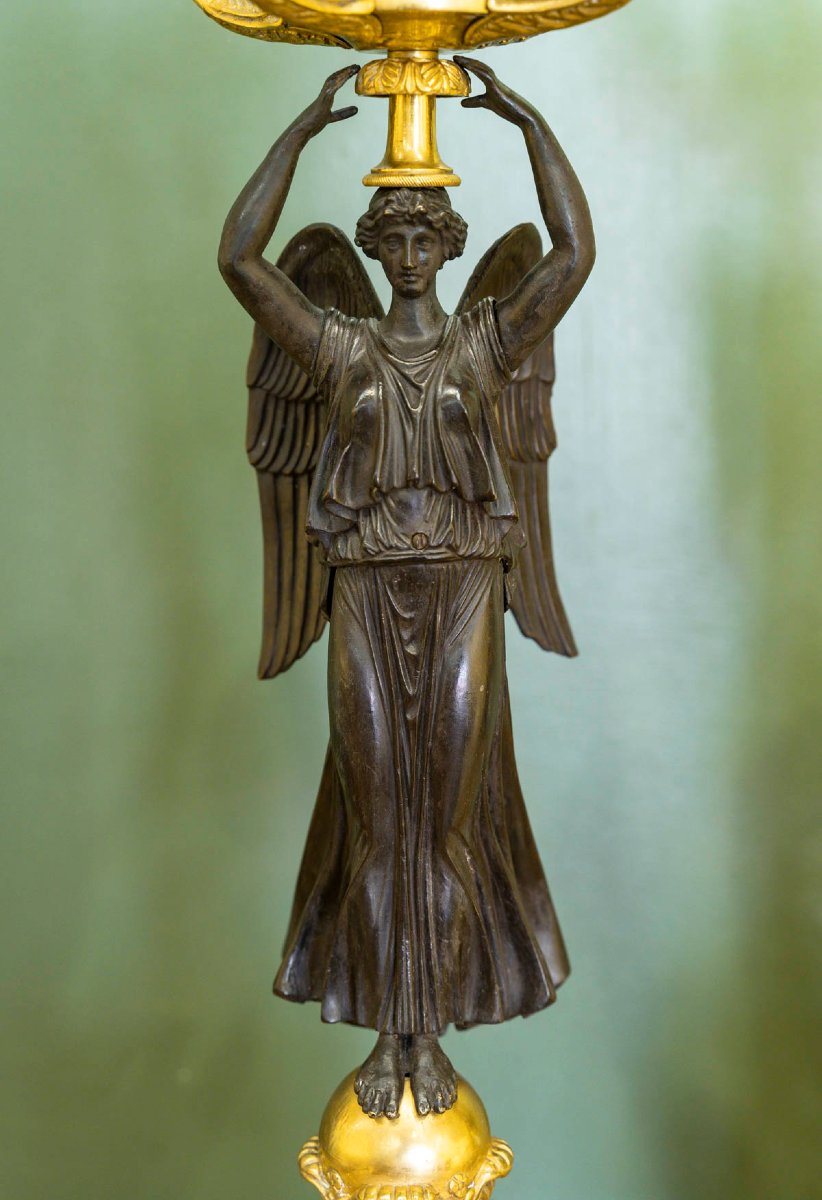  Style Empire, modèle de Thomire. Paire de candélabres, Circa 1890-photo-3