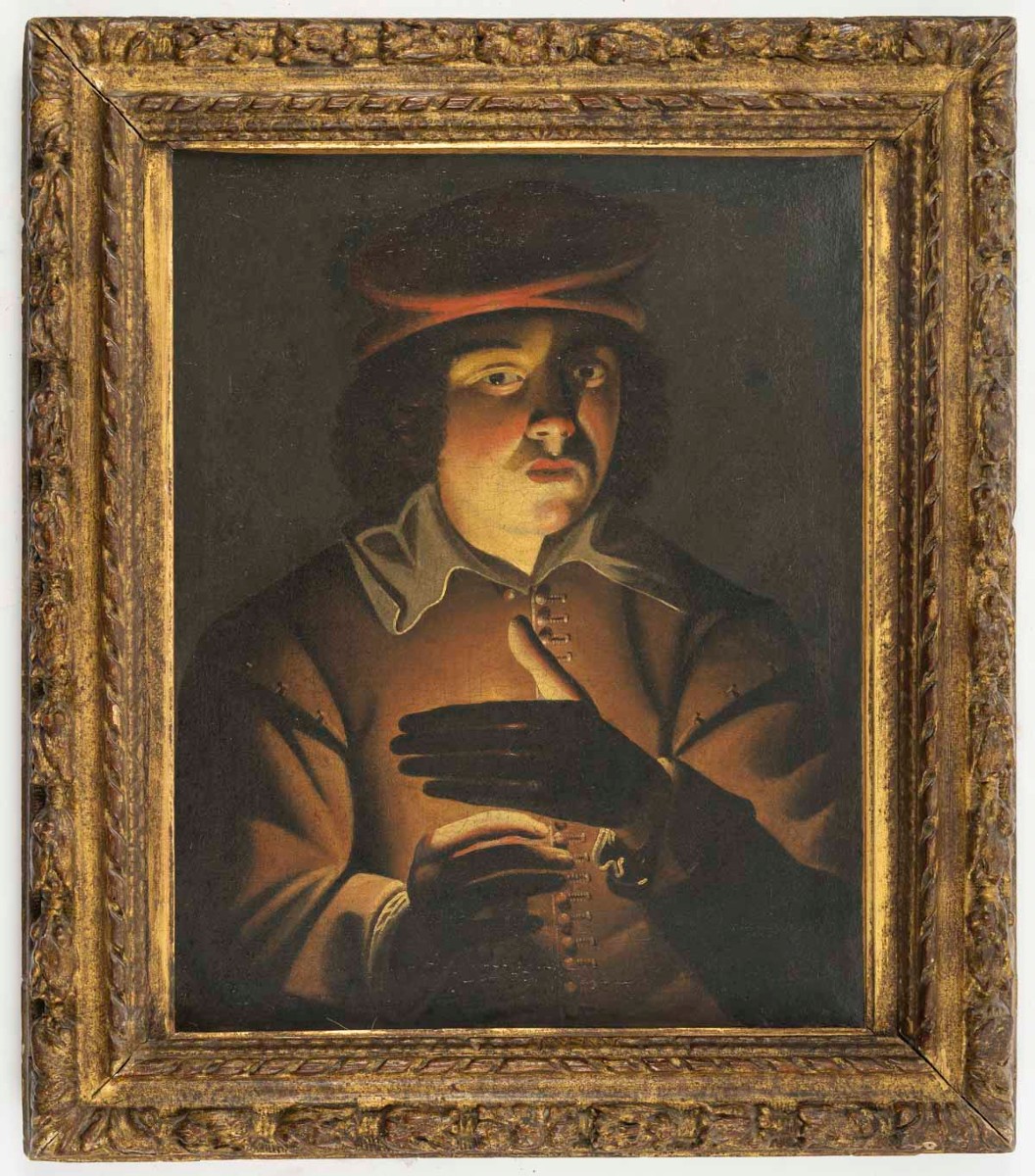 Portrait Of A Young Man With A Candle Attributed To Wolfgang Heimbac (1615-1678)