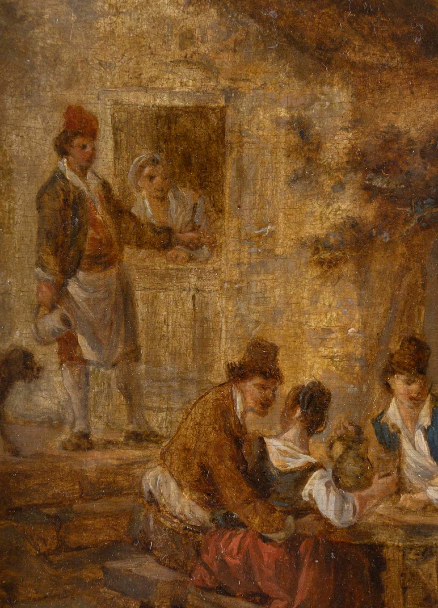 Jean-Baptiste LE PRINCE (1734-1781) Attribué,  Le joueur de tambourin et galoubet-photo-6