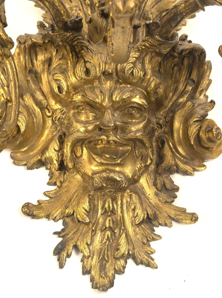 Pair Of Three-light Gilt Bronze Wall Sconces Niii-photo-3