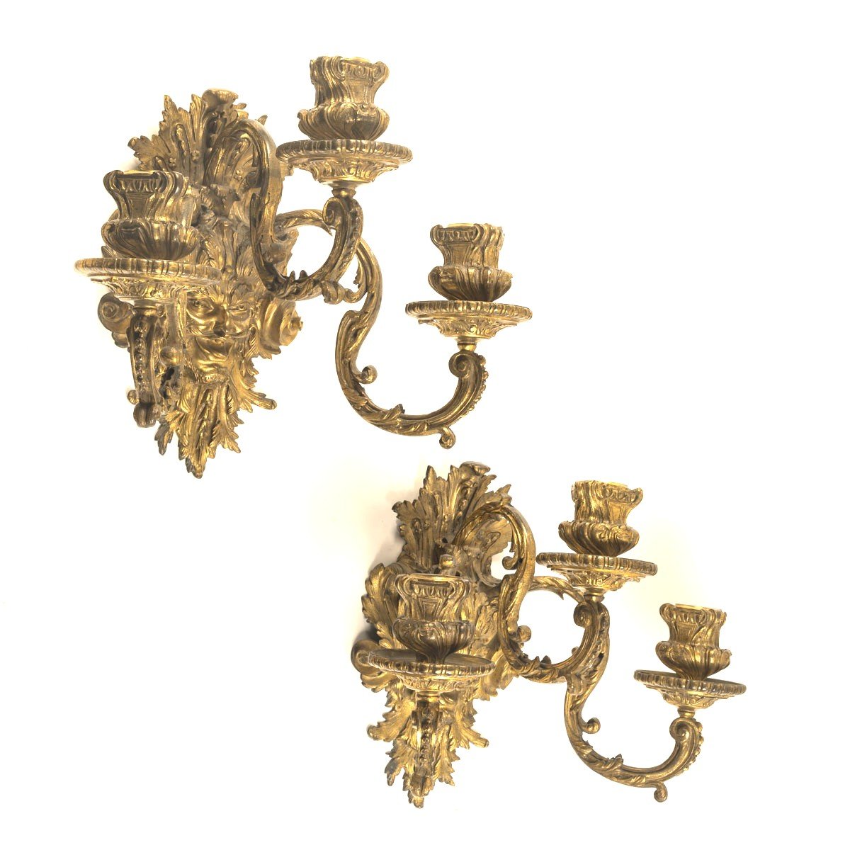 Paire d'appliques de style Régence en bronze doré. XIXème siècle-photo-3