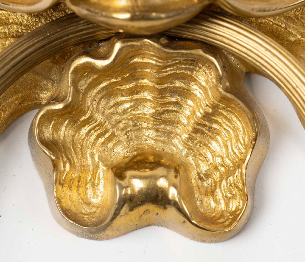 Pair Of Gilt Bronze Dolphin Wall Sconces, Circa 1920-photo-3