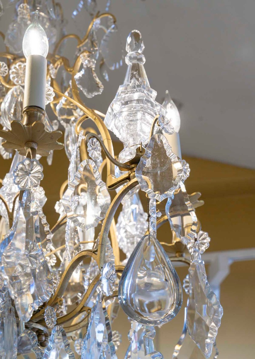 Lustre en cristal taillé de style Louis XV, XIXème siècle -photo-3