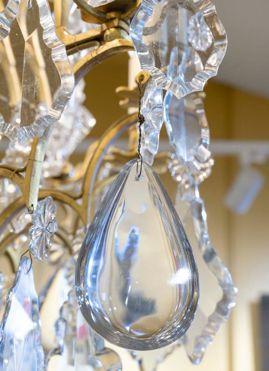 Lustre en cristal taillé de style Louis XV, XIXème siècle -photo-3