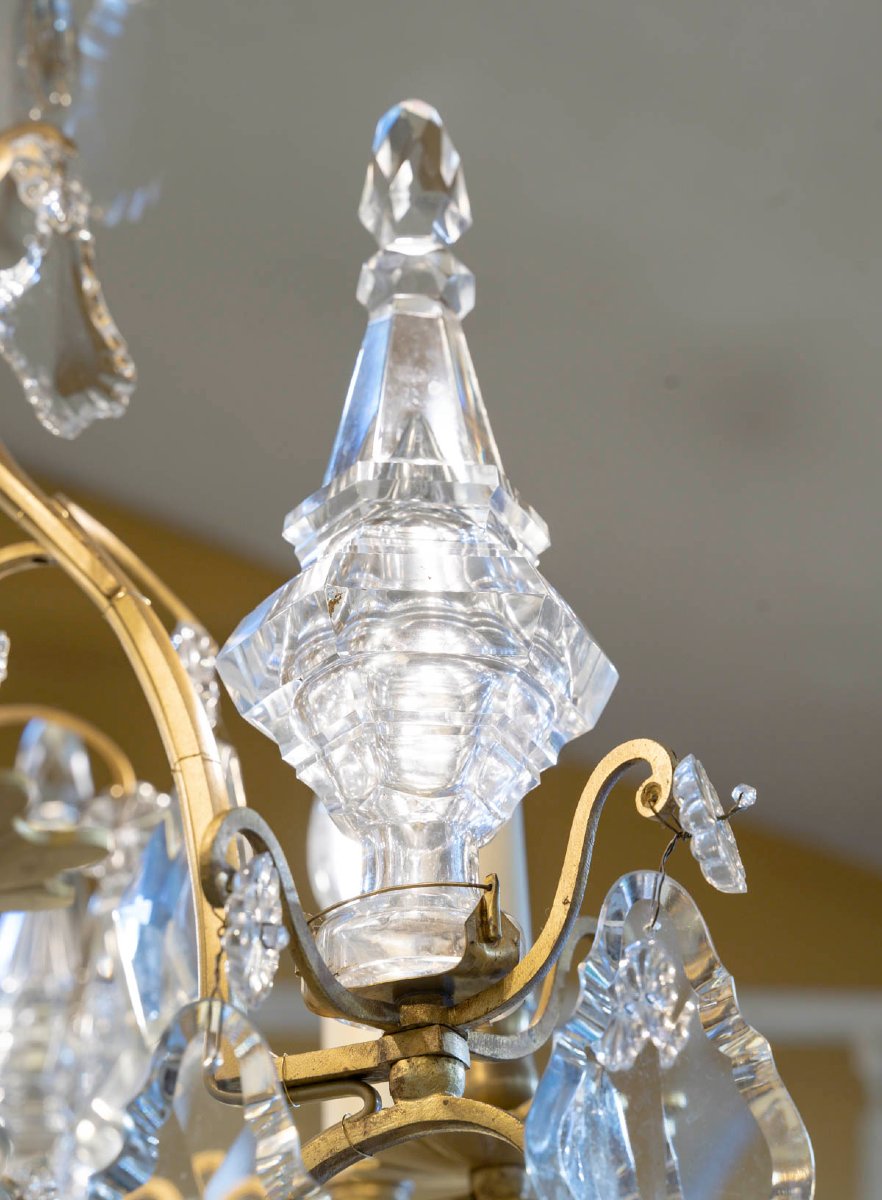 Lustre en cristal taillé de style Louis XV, XIXème siècle -photo-4