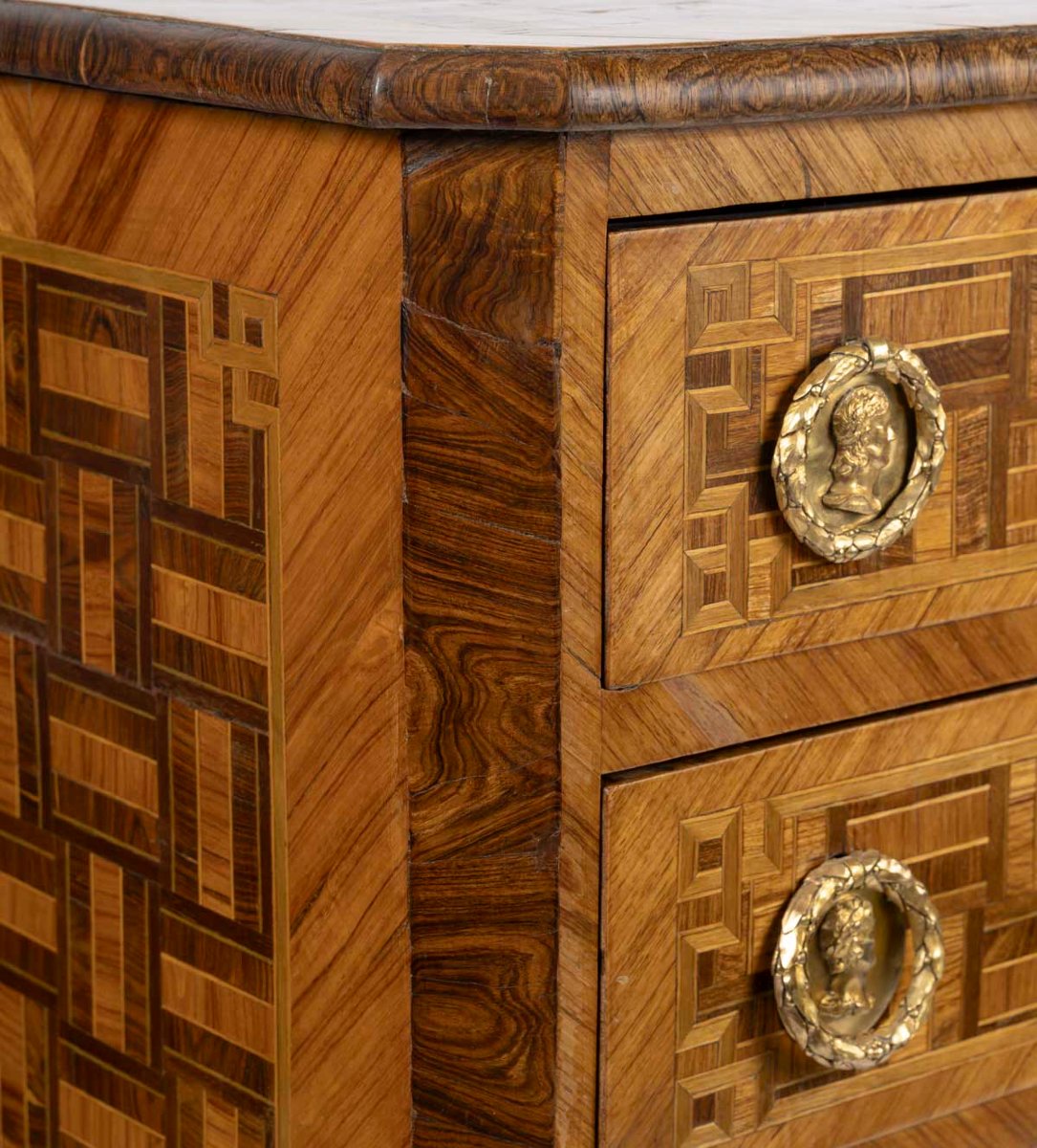 Transition Marquetry Chest Of Drawers, 18th Century-photo-2