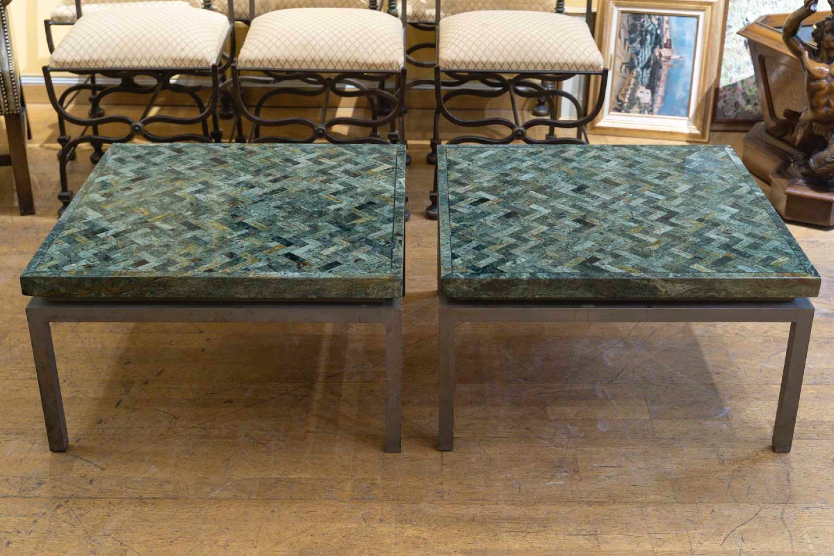 Marble Marquetry Side Tables, 1970-photo-5